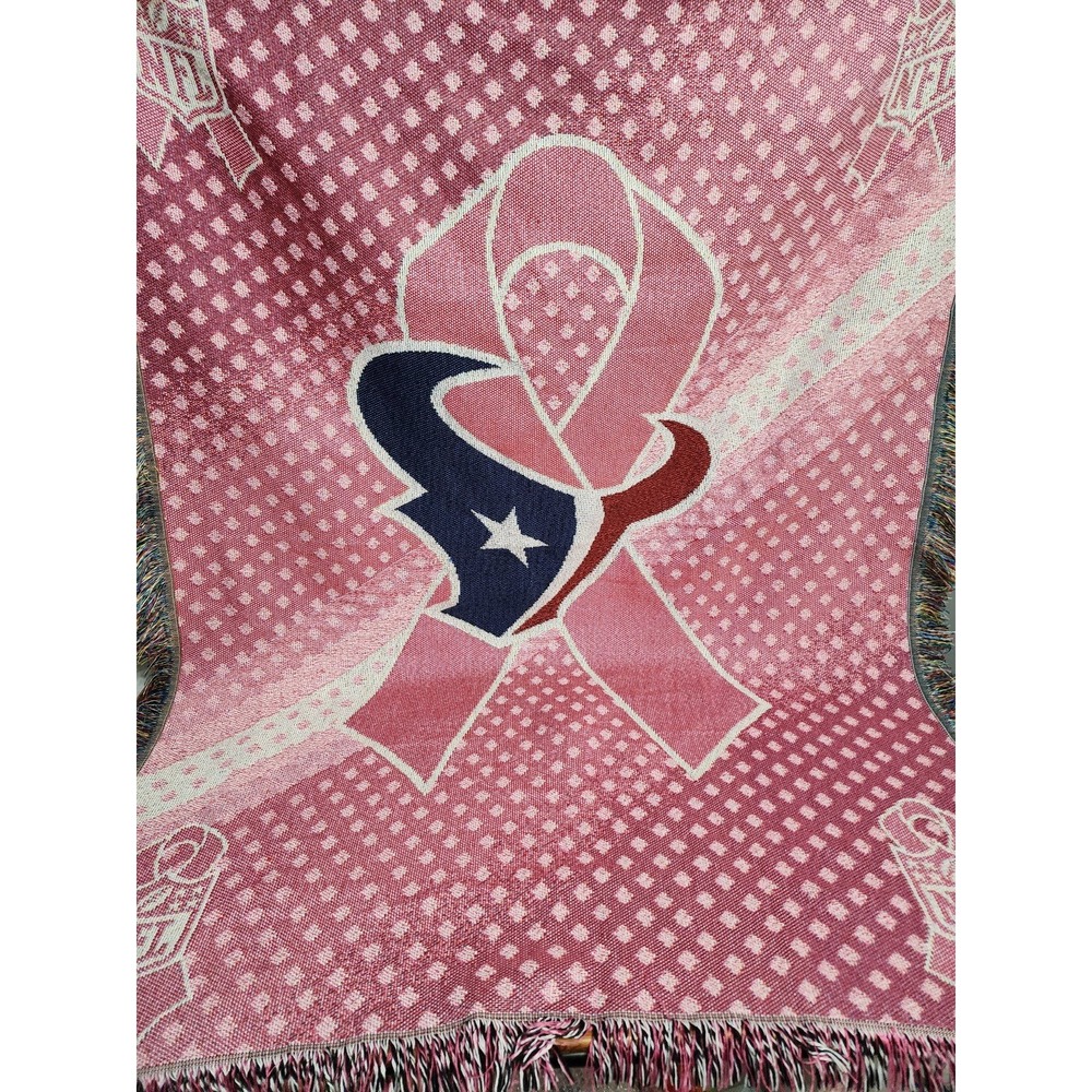 Houston Texans Pink Breast Cancer Woven Blanket Afghan